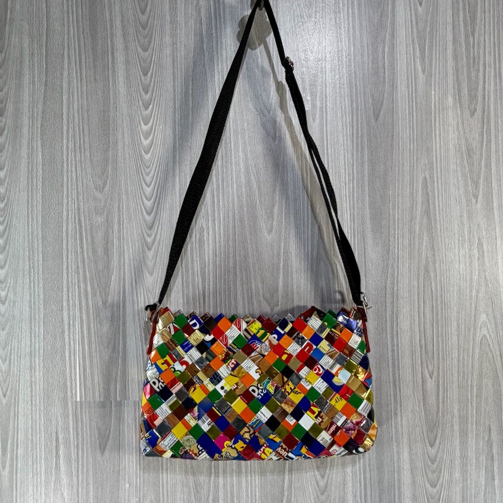 Upcycled‎ Candy Wrapper Woven Basket Weave Purse Y2K Shoulder Bag Eco Friendly